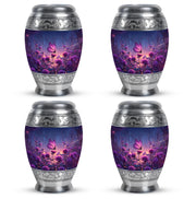Twilight Blue Butterfly Cremation Urn urn with complimentary velvet bag - majestic butterfly pattern with filigree border - 10 inch aluminum urn for cremated remains