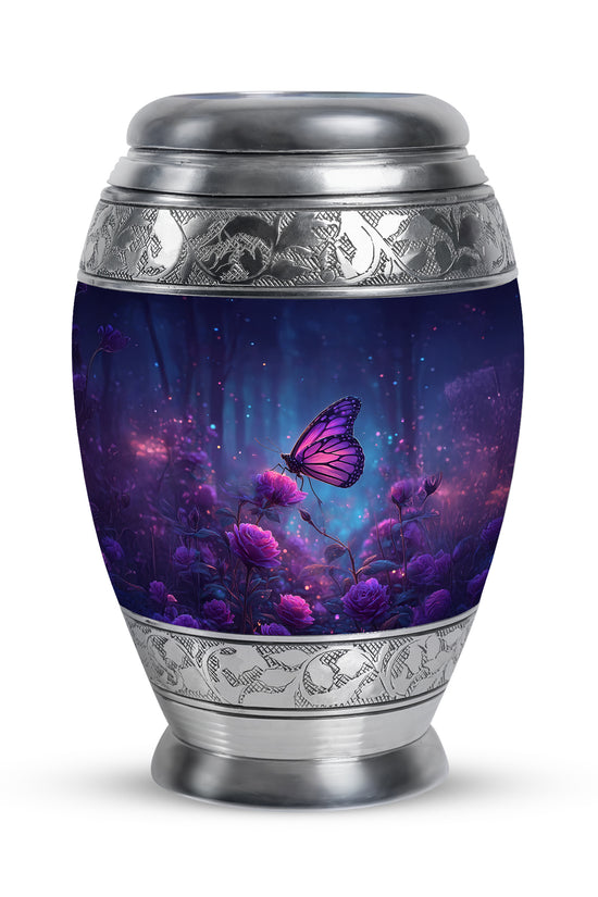 Personalized Blue Cherished Butterfly Cremation Urns for Human Ashes - 10-inch, 200 cu in - Yatskia