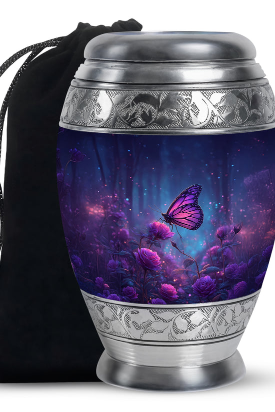 Purple Butterfly Night Burial Urn - A Peaceful Tribute For Women Ashes