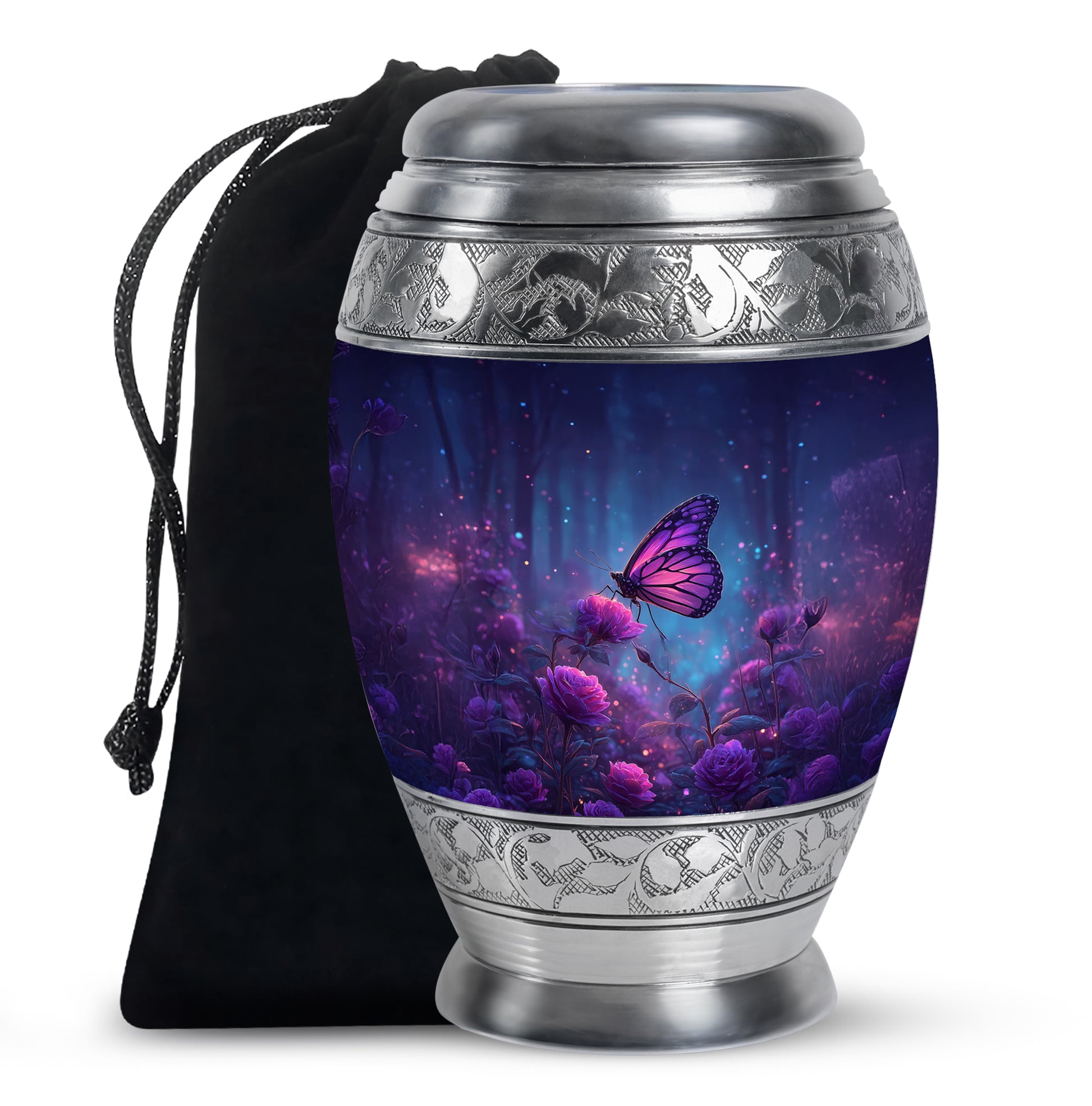 Purple Butterfly Night Burial Urn - A Peaceful Tribute For Women Ashes