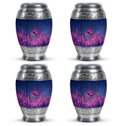 Cobalt Blue Butterfly Cremation Urn urn with complimentary velvet bag - majestic butterfly pattern with filigree border - 10 inch aluminum urn for cremated remains