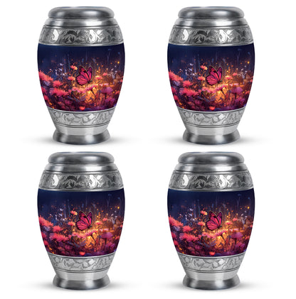 Indigo Butterfly Cremation Urn urn with complimentary velvet bag - regal butterfly design with crown-inspired accents - 10 inch aluminum urn for cremated remains