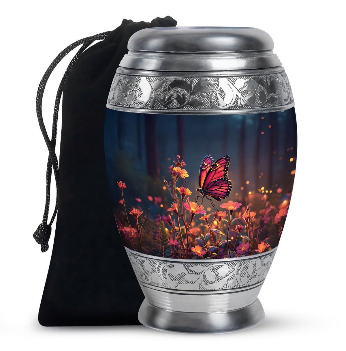 Beautiful Butterfly Funeral Urn - Flower Large Urn For Human Ashes