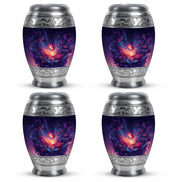 Bright Blue Butterfly Cremation Urn urn with complimentary velvet bag - majestic butterfly pattern with filigree border - 10 inch aluminum urn for cremated remains