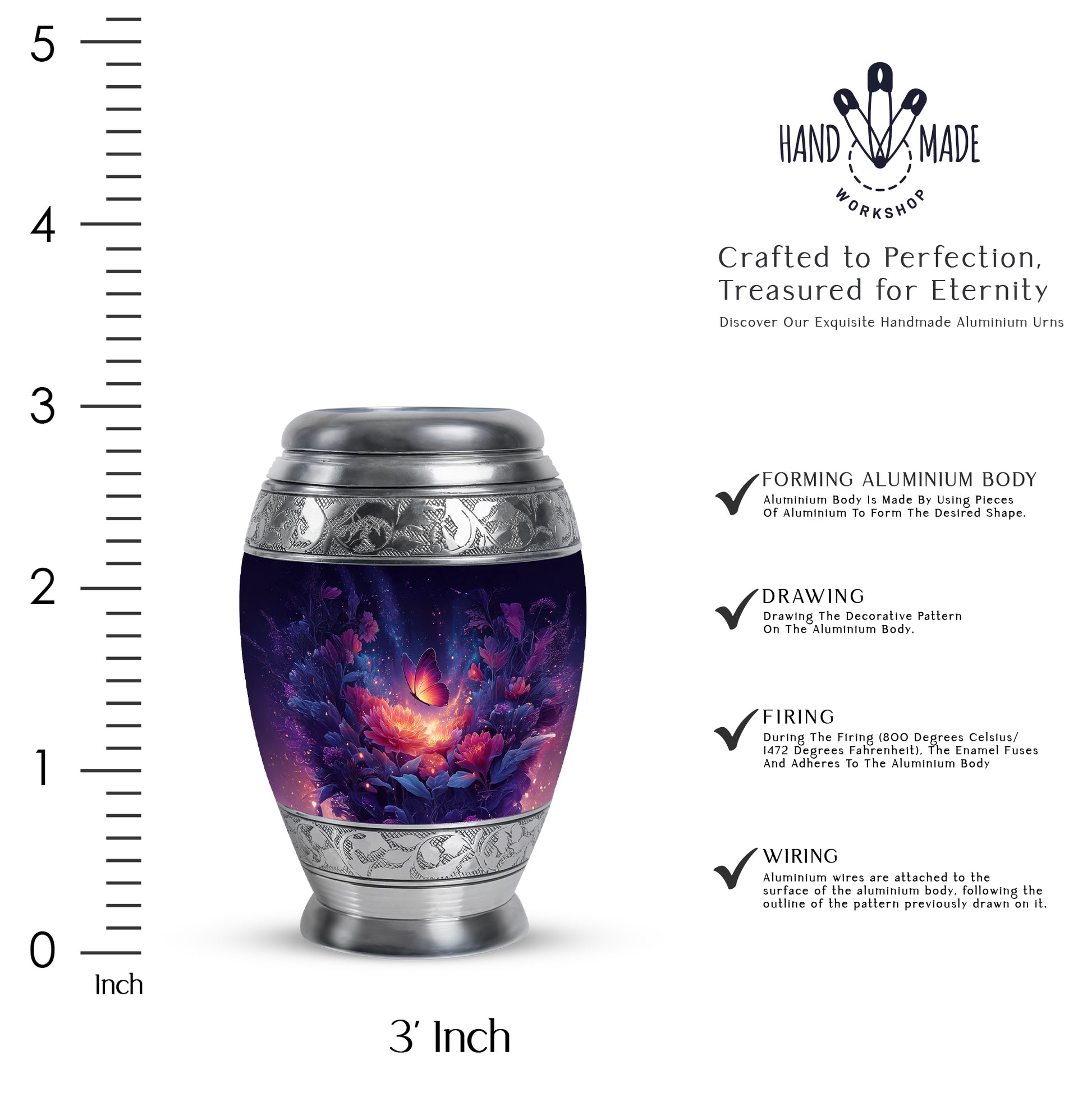 Sky Blue Butterfly Cremation Urn lifestyle display on memorial shelf - regal butterfly design with crown-inspired accents - mini keepsake memorial for portion of cremation ashes