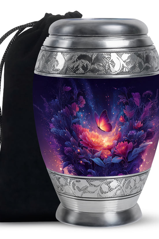 Flying Butterfly Scenic Burial Urn - Large Decorative Memorial Urn
