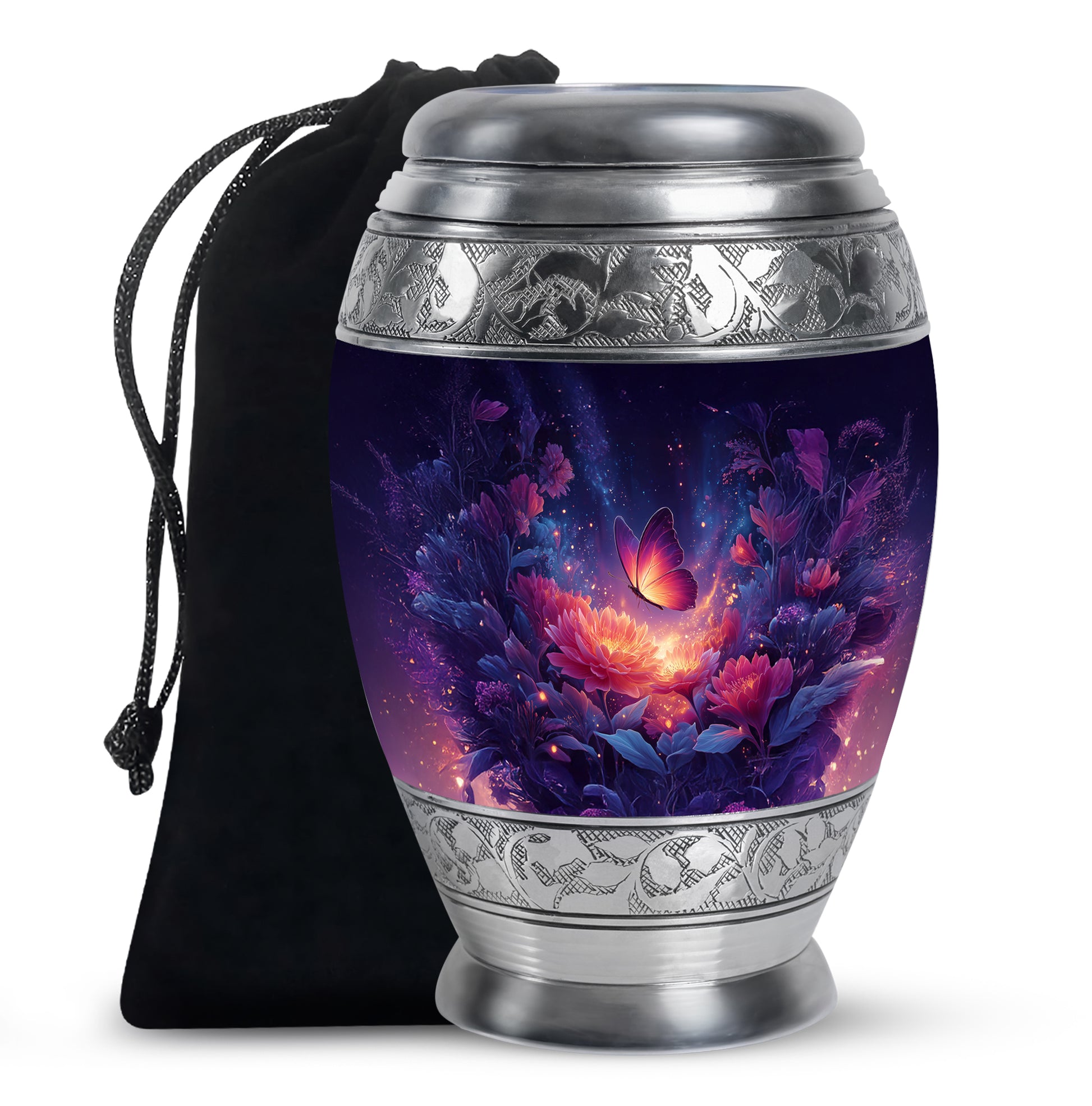 Flying Butterfly Scenic Burial Urn - Large Decorative Memorial Urn