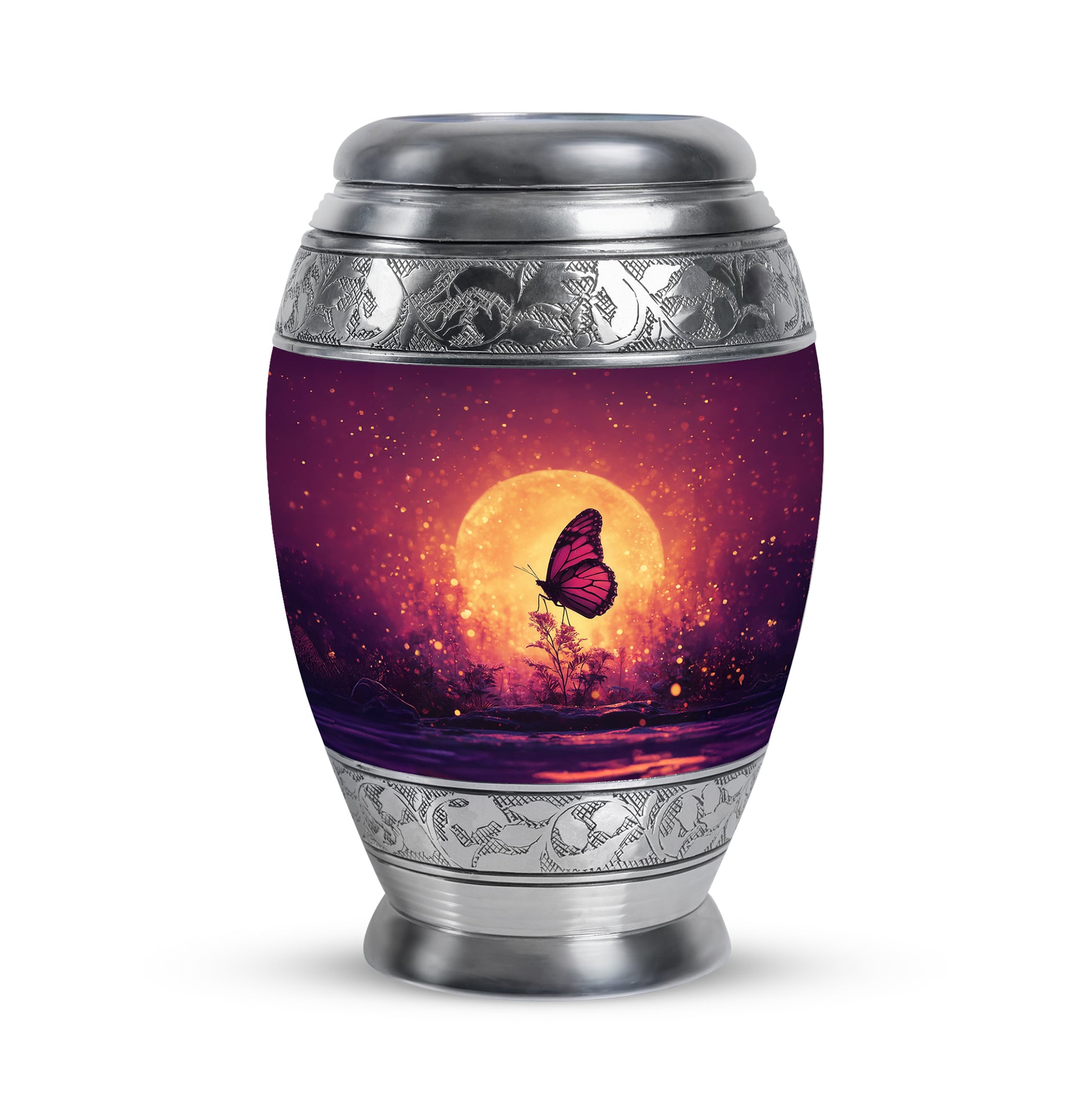 Radiant Butterfly Memorial Cremation Urns - Pink 10-inch, 200 cu in - Yatskia