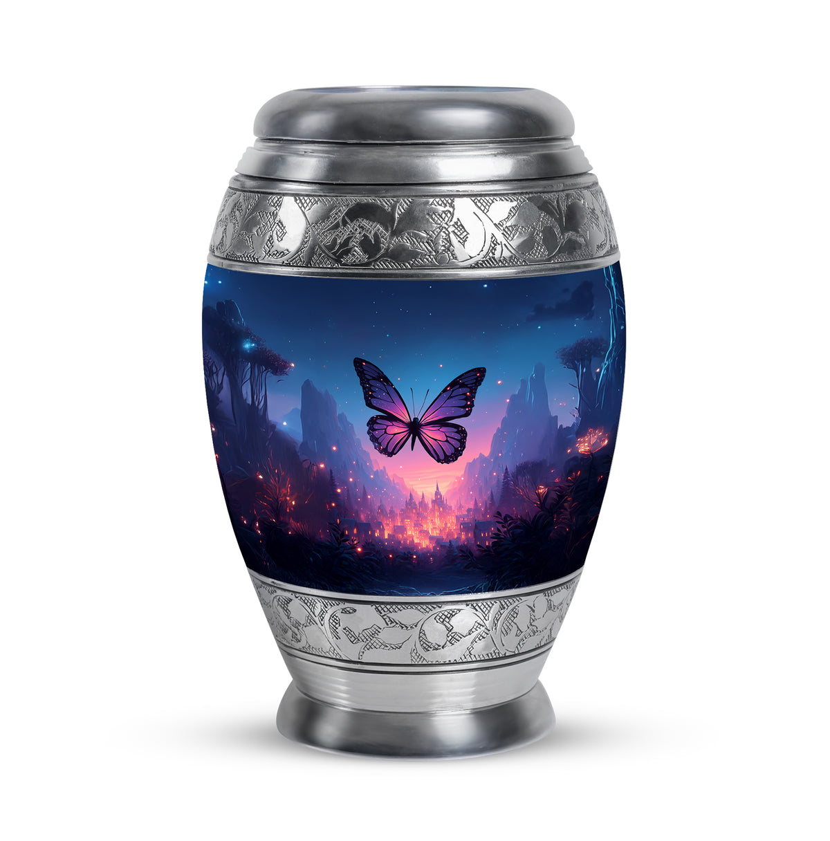 Lustrous Butterfly Cremation Urns for Human Ashes - Blue 10-inch - Karyliz