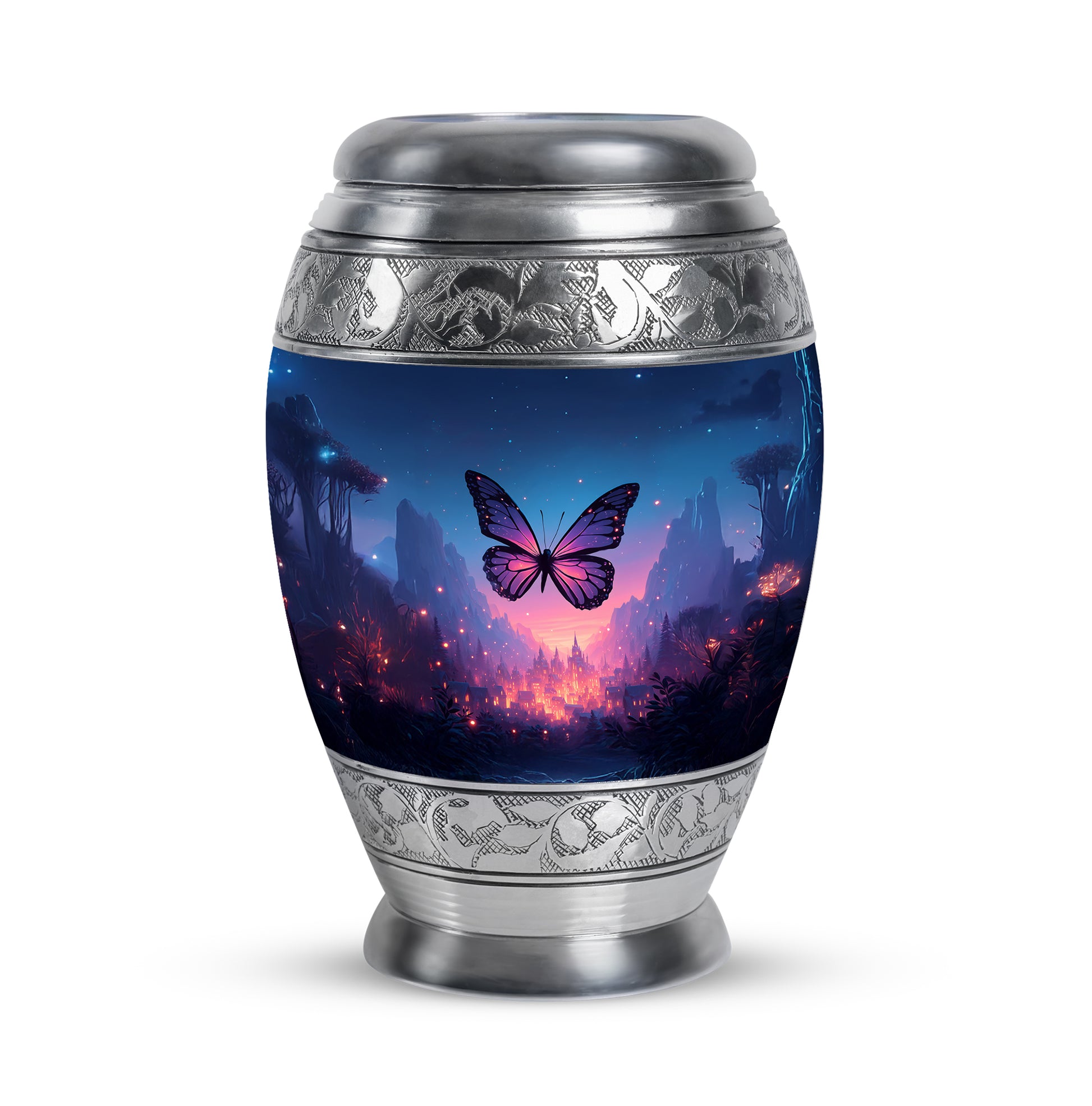 Lustrous Butterfly Cremation Urns for Human Ashes - Blue 10-inch - Yatskia