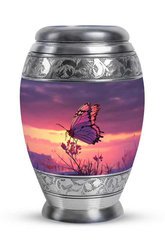 Inspiring Blue Butterfly Dedication Urn for Human Ashes - 10-inch, 200 cu in - Yatskia