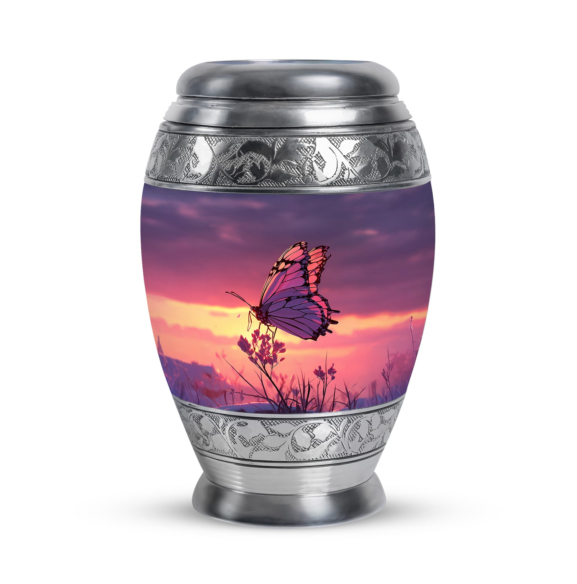 Inspiring Blue Butterfly Dedication Urn for Human Ashes - 10-inch, 200 cu in - Yatskia