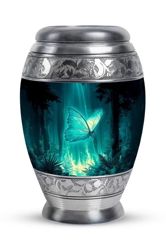 Personalized Seraphic Butterfly Cremation Urns - Teal 10-inch, 200 cu in - Yatskia