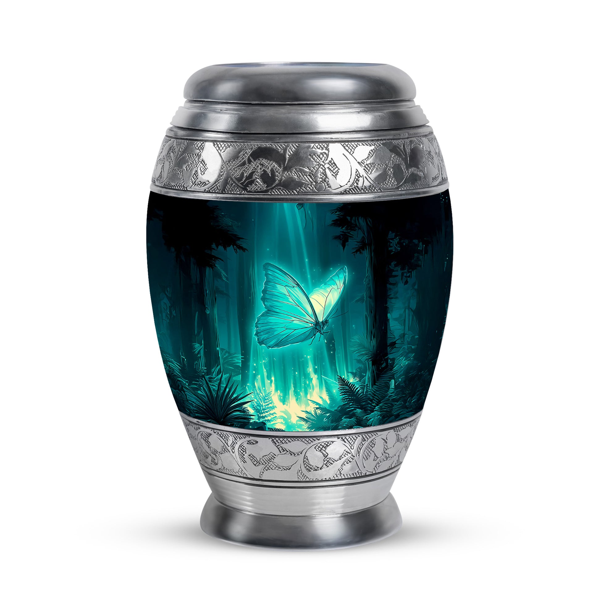 Personalized Seraphic Butterfly Cremation Urns - Teal 10-inch, 200 cu in - Yatskia