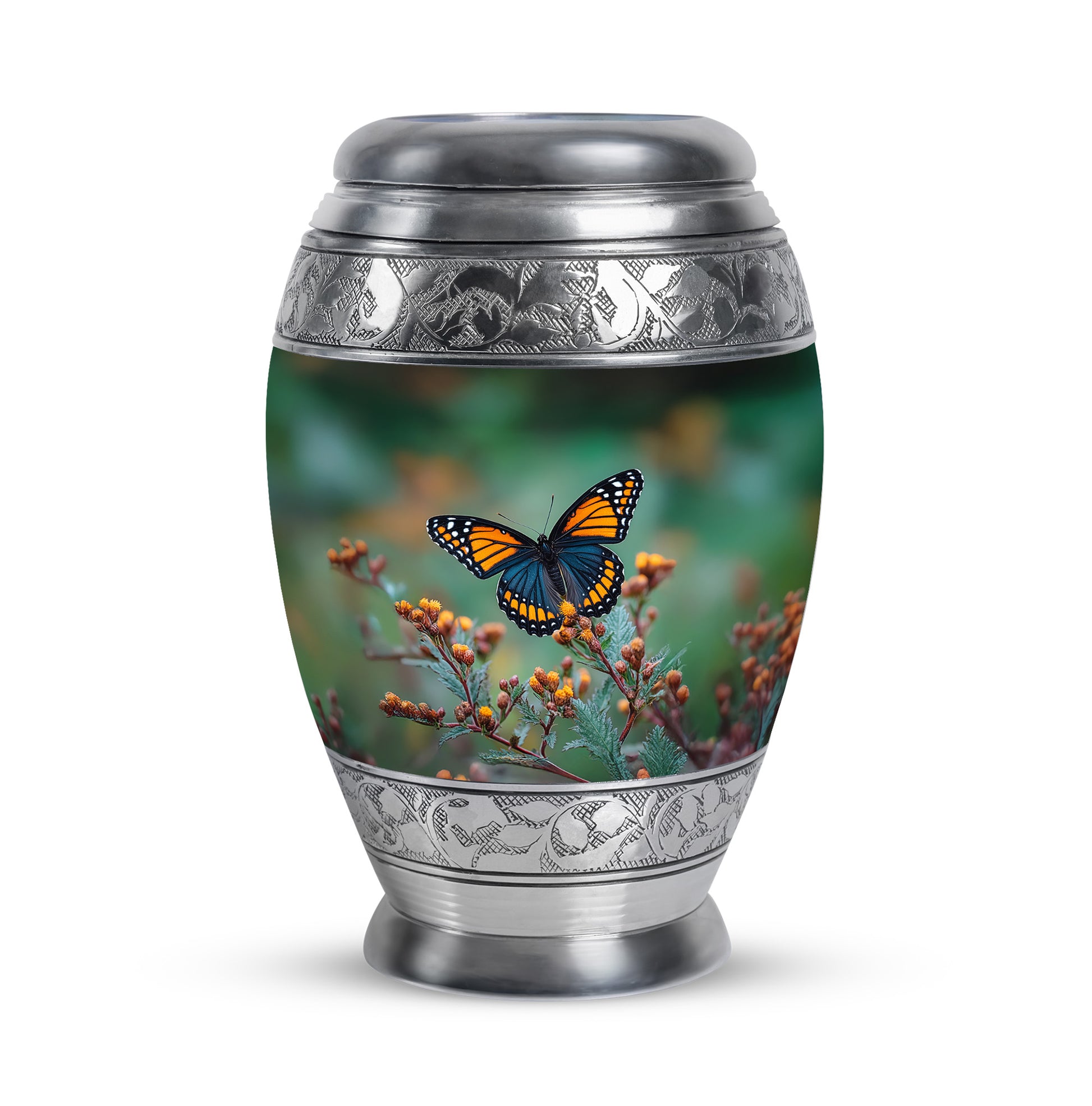 Personalized Magnificent Butterfly Cremation Urns - Green 10-inch, 200 cu in - Yatskia