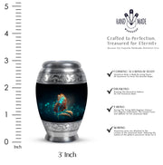 Rich Black Butterfly Cremation Urn lifestyle display on memorial shelf - regal butterfly design with crown-inspired accents - mini keepsake memorial for portion of cremation ashes