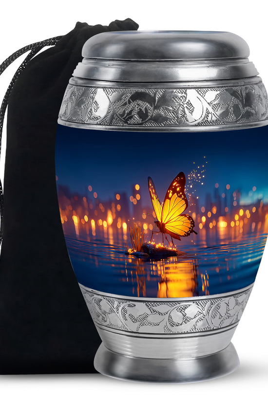 Beautiful Elegant Golden Butterfly Urn - Urns For Adult Female Mom