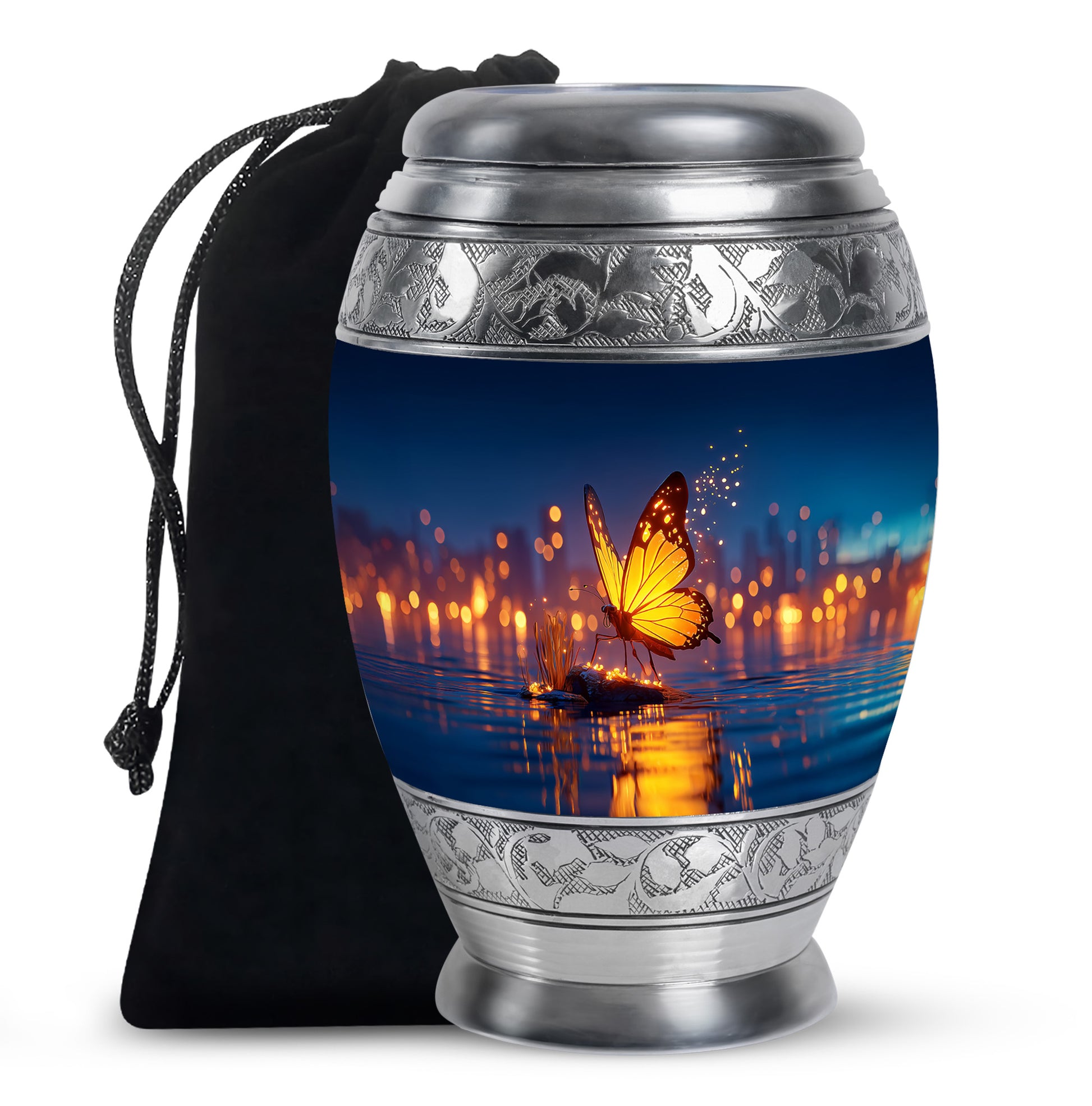 Beautiful Elegant Golden Butterfly Urn - Urns For Adult Female Mom