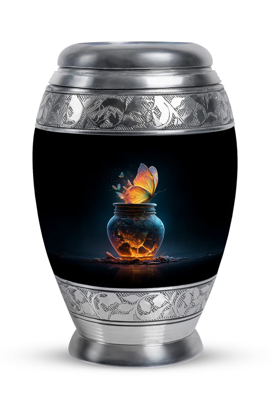 Black Butterfly Sentinel Cremation Urns for Human Ashes - 10-inch, 200 cu in - Yatskia