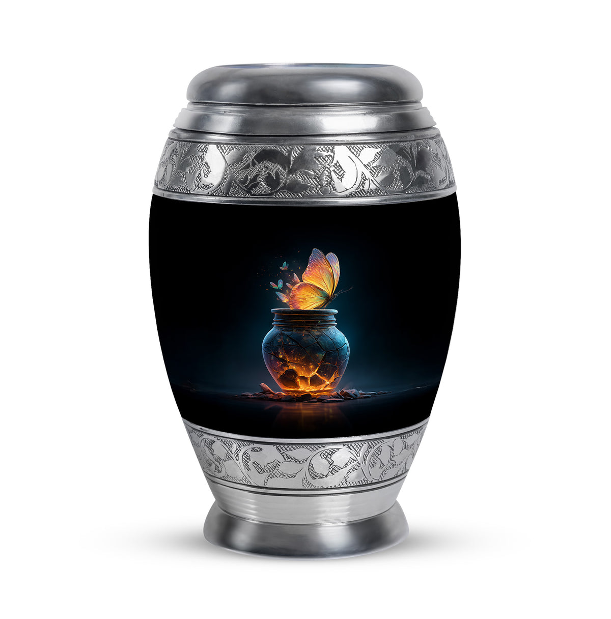 Black Butterfly Sentinel Cremation Urns for Human Ashes - 10-inch, 200 cu in - Karyliz