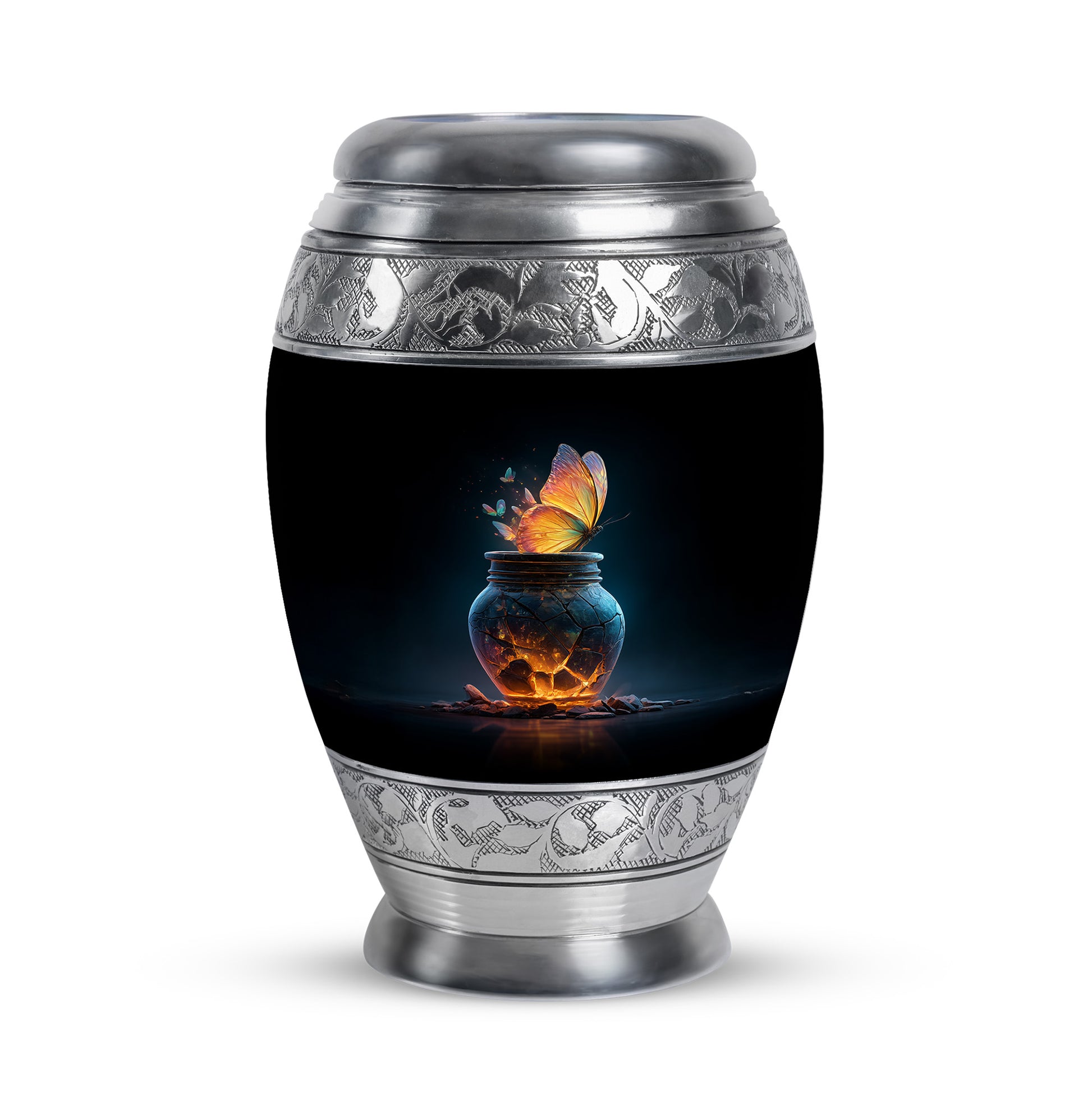 Black Butterfly Sentinel Cremation Urns for Human Ashes - 10-inch, 200 cu in - Yatskia