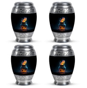 Charcoal Black Butterfly Cremation Urn urn with complimentary velvet bag - majestic butterfly pattern with filigree border - 10 inch aluminum urn for cremated remains