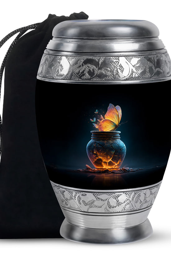 Black Glowing Butterfly Urn - Cremation Urns For Women Ashes