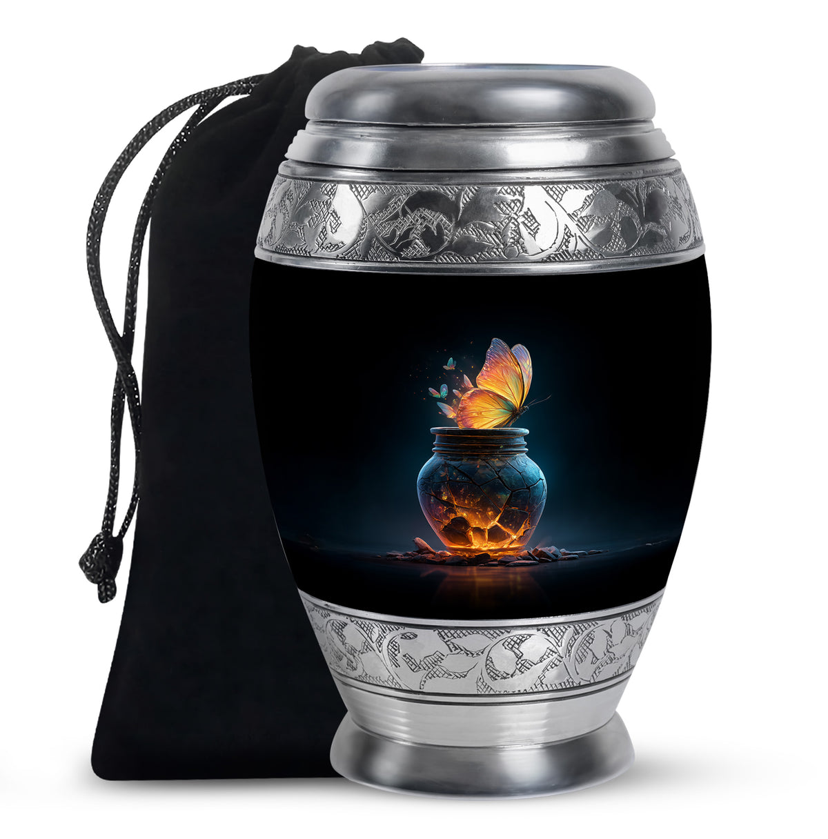 Black Glowing Butterfly Urn - Cremation Urns For Women Ashes
