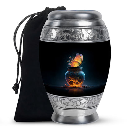 Black Glowing Butterfly Urn - Cremation Urns For Women Ashes