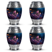 Jet Black Butterfly Cremation Urn urn with complimentary velvet bag - regal butterfly design with crown-inspired accents - 10 inch aluminum urn for cremated remains