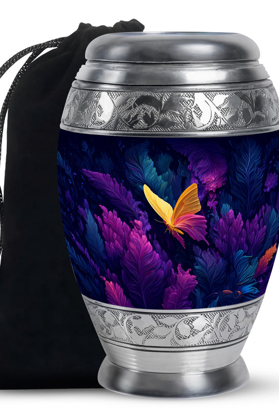 Yellow Butterfly Cremation Urn - Large Urns For Mom Funeral Ashes