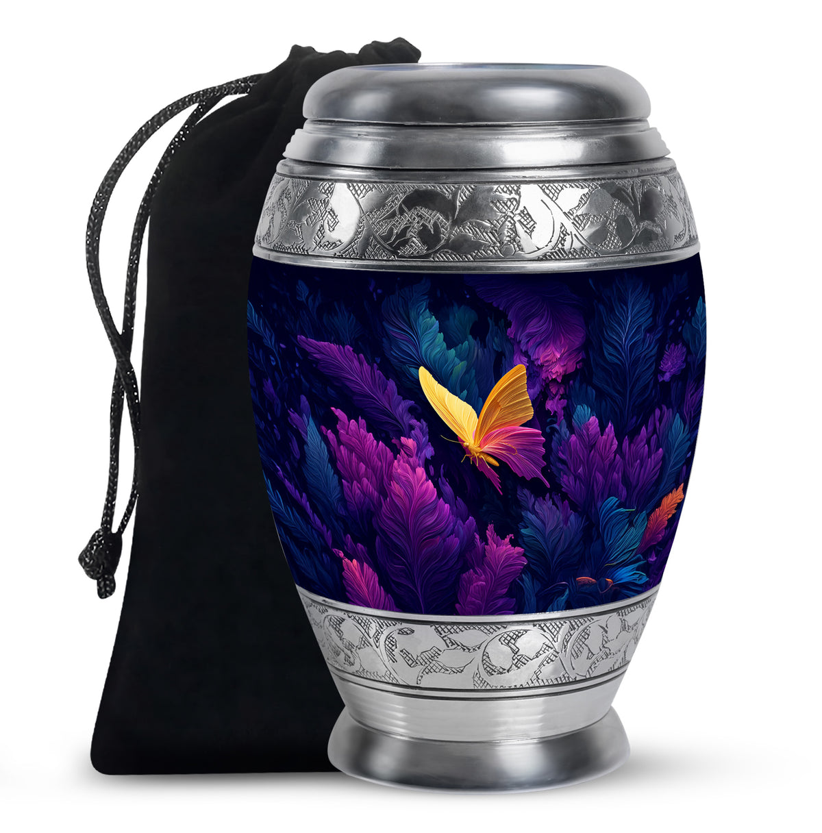 Yellow Butterfly Cremation Urn - Large Urns For Mom Funeral Ashes