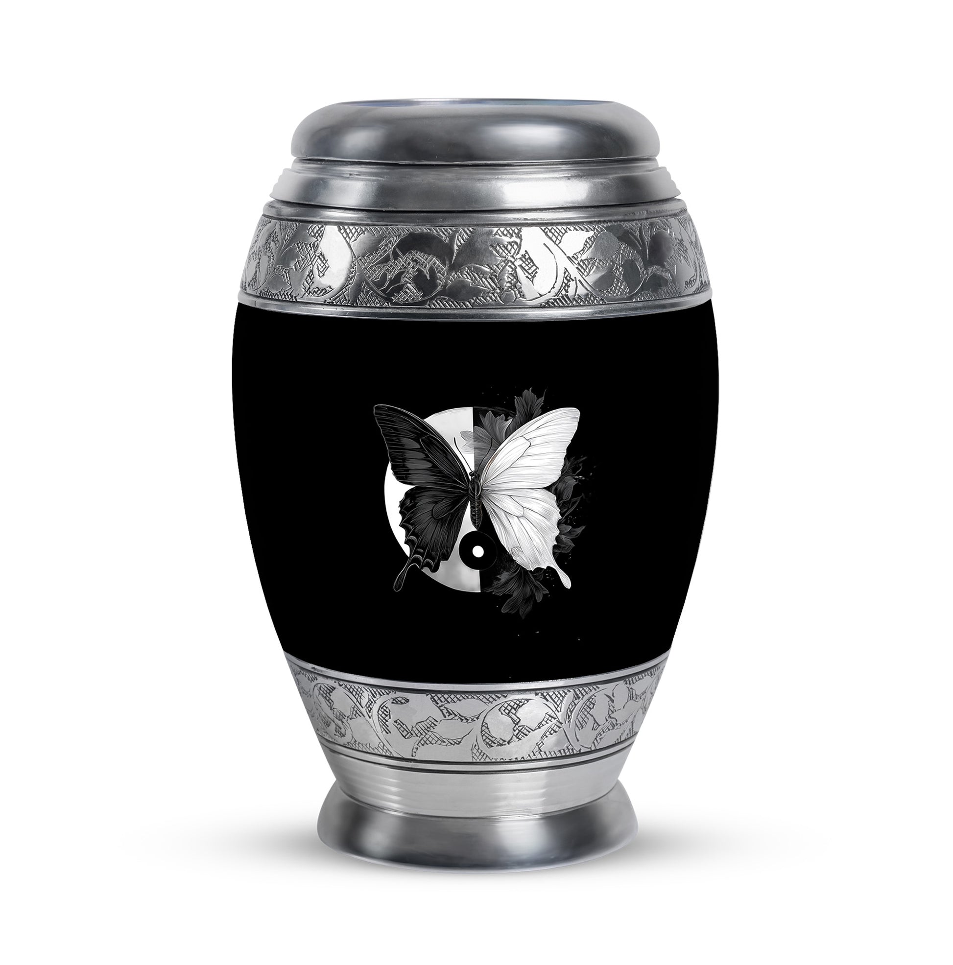Personalized Butterfly Cremation Urns - Pristine Black 10-inch, 200 cu in - Yatskia