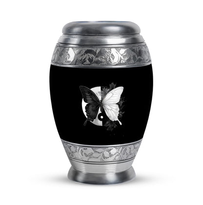 Personalized Butterfly Cremation Urns - Pristine Black 10-inch, 200 cu in - Karyliz
