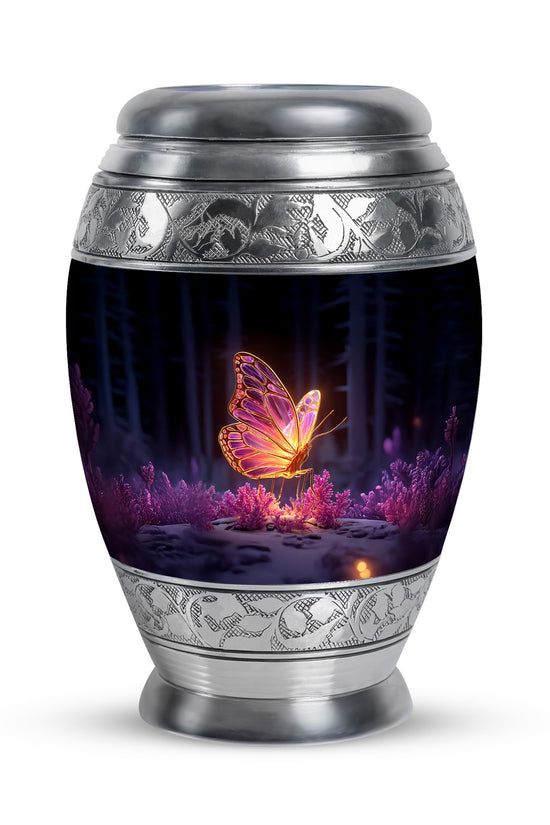 Black Sacred Butterfly Cremation Urns for Human Ashes - 10-inch, 200 cu in - Yatskia