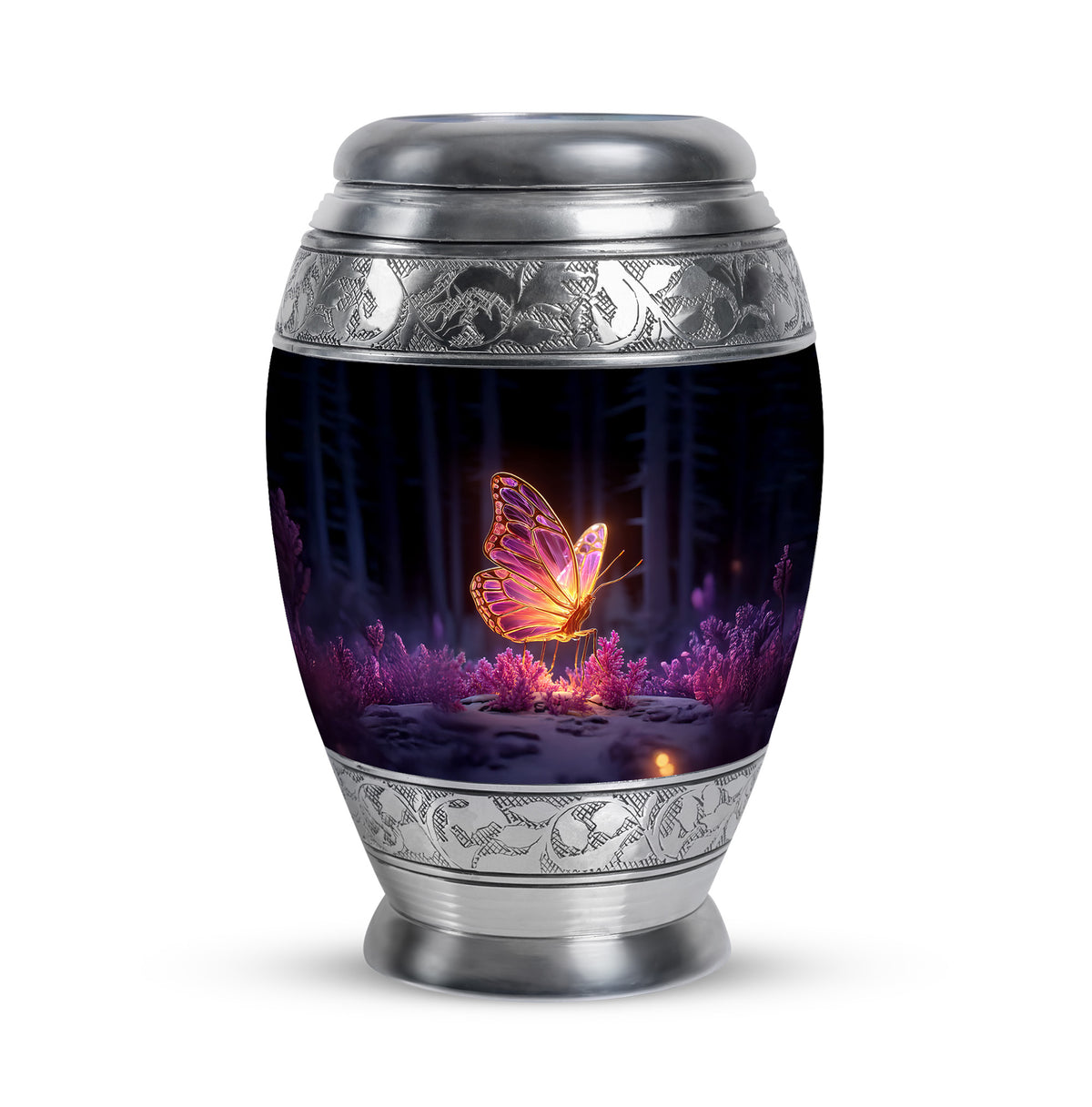 Black Sacred Butterfly Cremation Urns for Human Ashes - 10-inch, 200 cu in - Karyliz