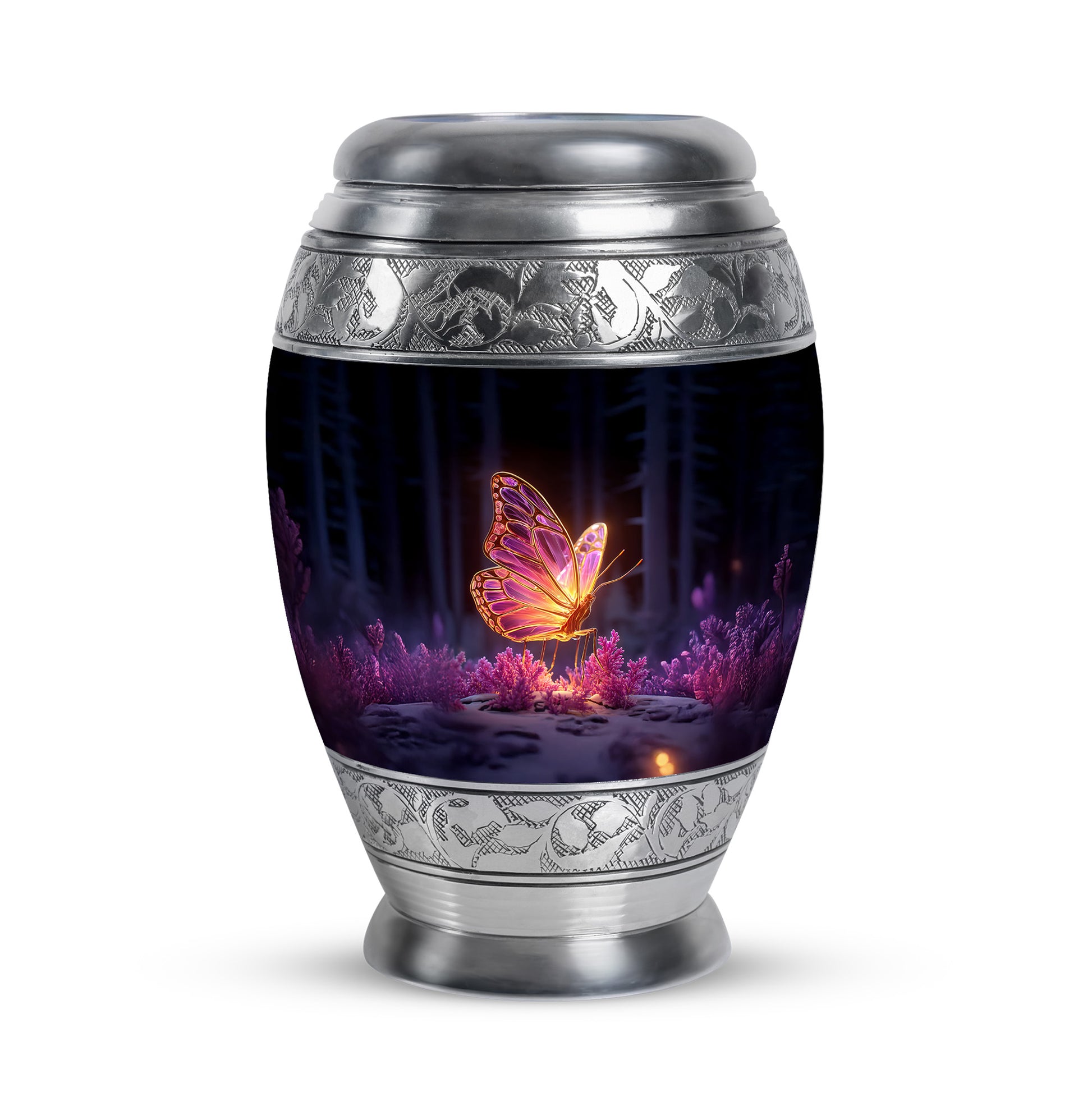 Black Sacred Butterfly Cremation Urns for Human Ashes - 10-inch, 200 cu in - Yatskia