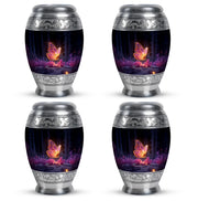 Ebony Butterfly Cremation Urn urn with complimentary velvet bag - ornate monarch-style butterfly relief on brushed aluminum - 10 inch aluminum urn for cremated remains