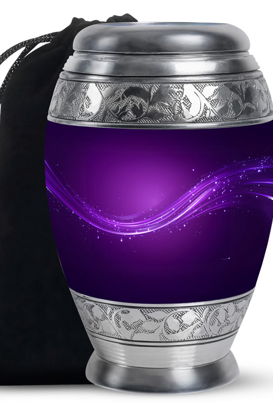 Stylish Purple Cremation Urn With Sparkle Swirl – Unique Urn For Ashes