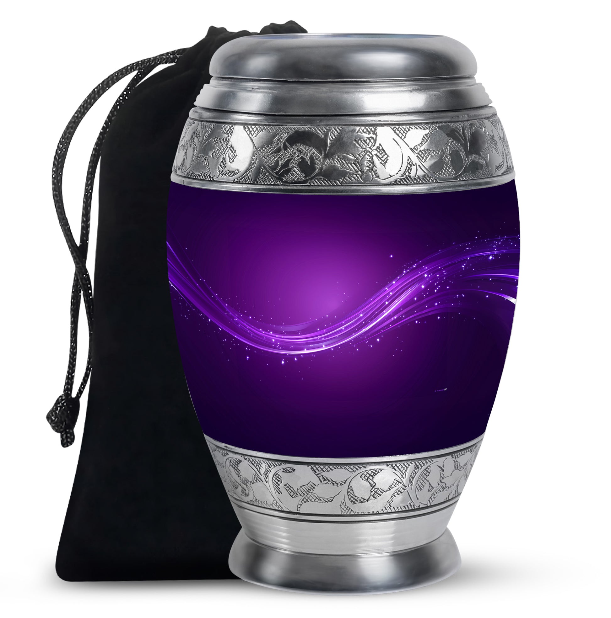 Stylish Purple Cremation Urn With Sparkle Swirl – Unique Urn For Ashes