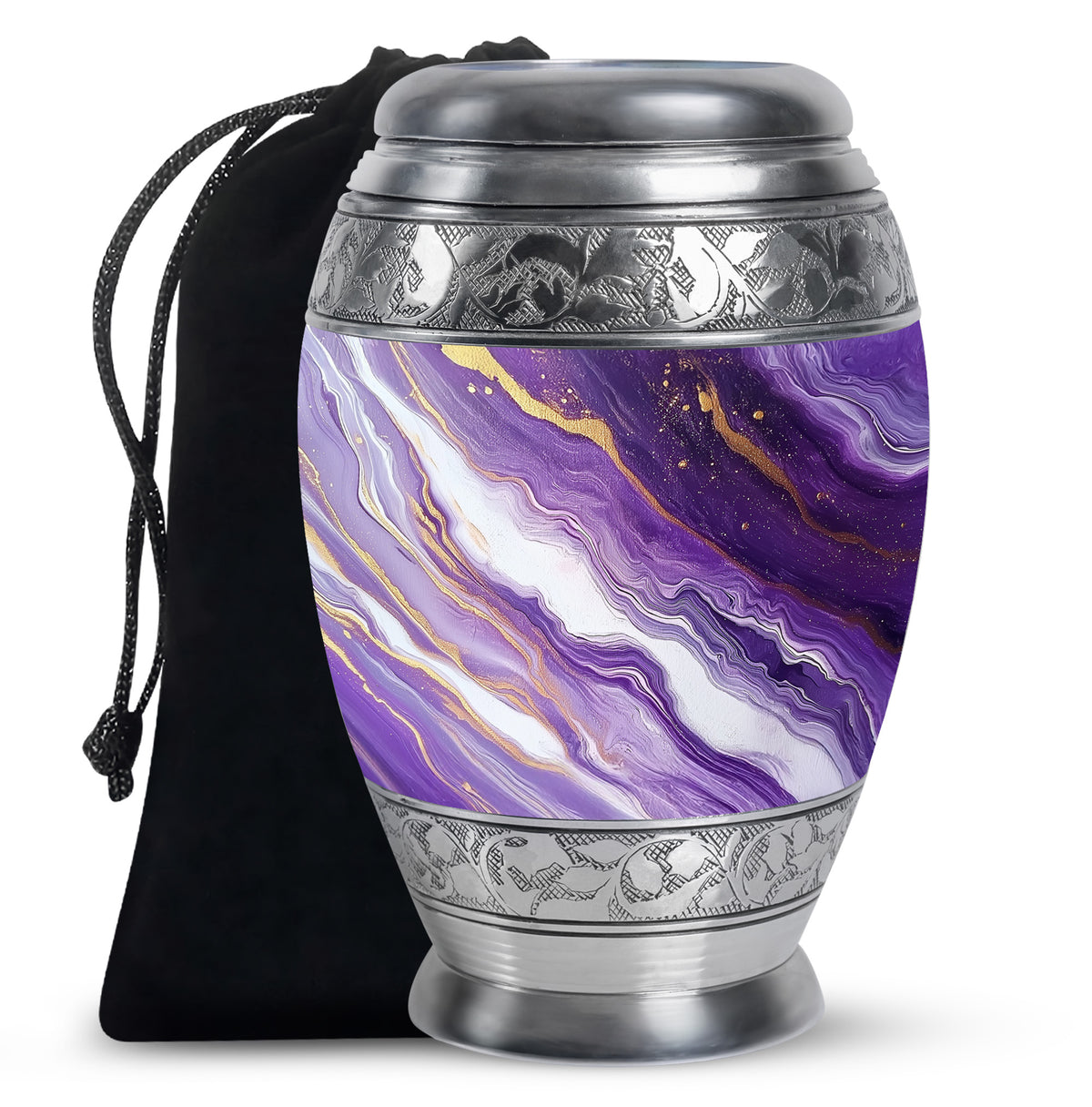 Beautiful Purple Marble Urn for Ashes – Durable Aluminum Memorial Urn