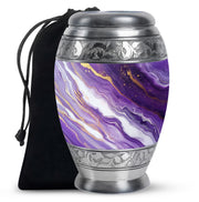 Beautiful Purple Marble Urn for Ashes – Durable Aluminum Memorial Urn