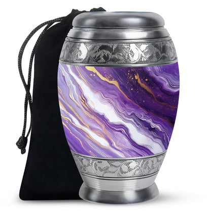 Beautiful Purple Marble Urn for Ashes – Durable Aluminum Memorial Urn