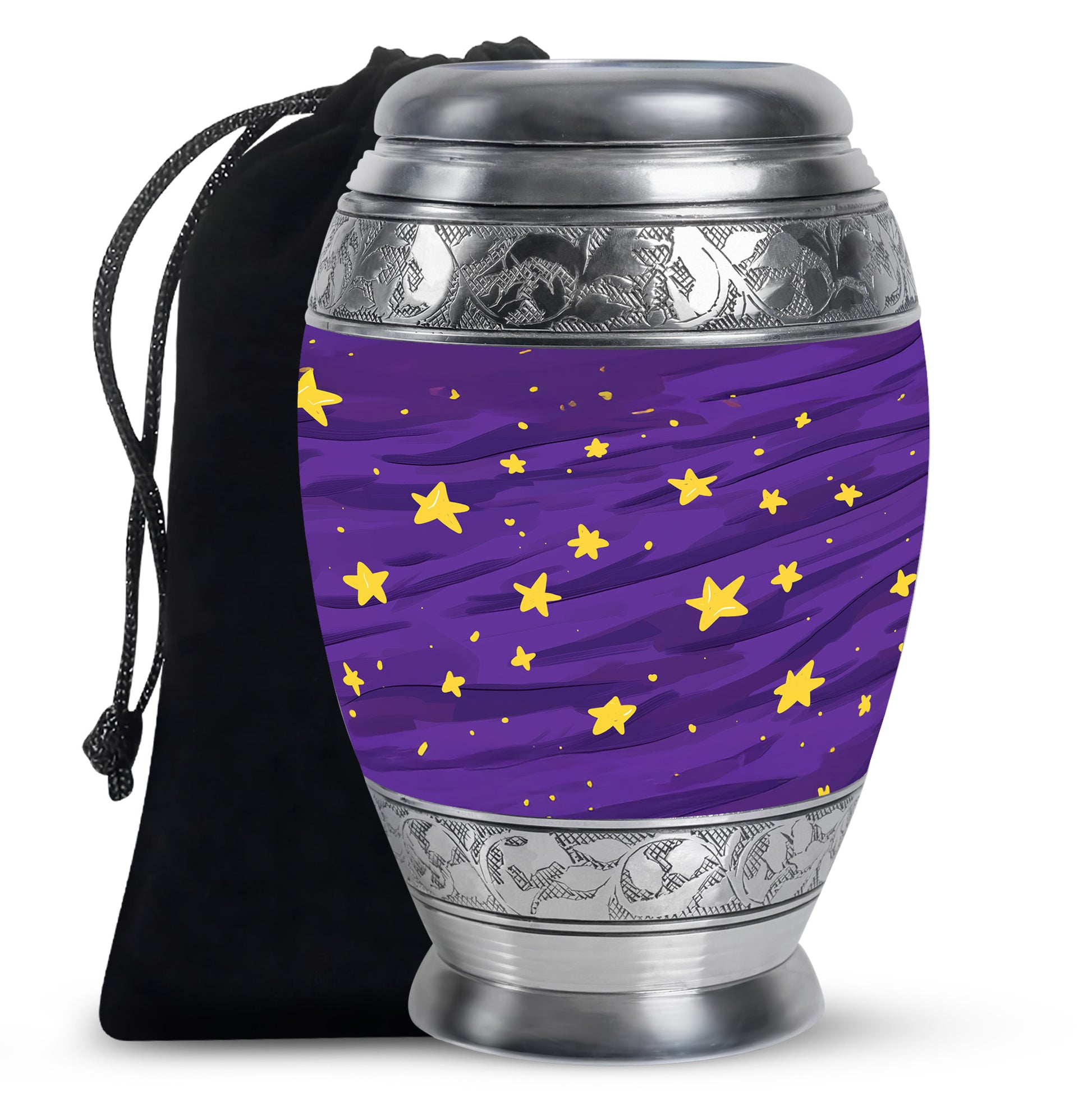 Celestial Galaxy Urn for Ashes – Purple Star Themed Memorial Urn