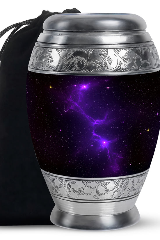 Galaxy Themed Funeral Urn – Elegant Purple Nebula Urn for Human Ashes