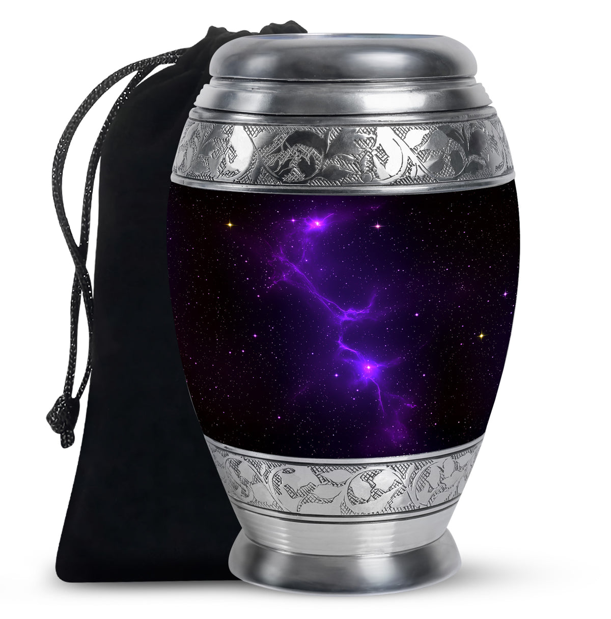 Galaxy Themed Funeral Urn – Elegant Purple Nebula Urn for Human Ashes