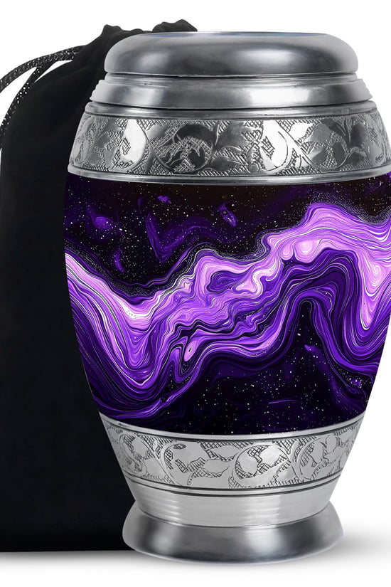 Premium Purple Swirl Cremation Urn - Beautiful Memorial Ashes Container