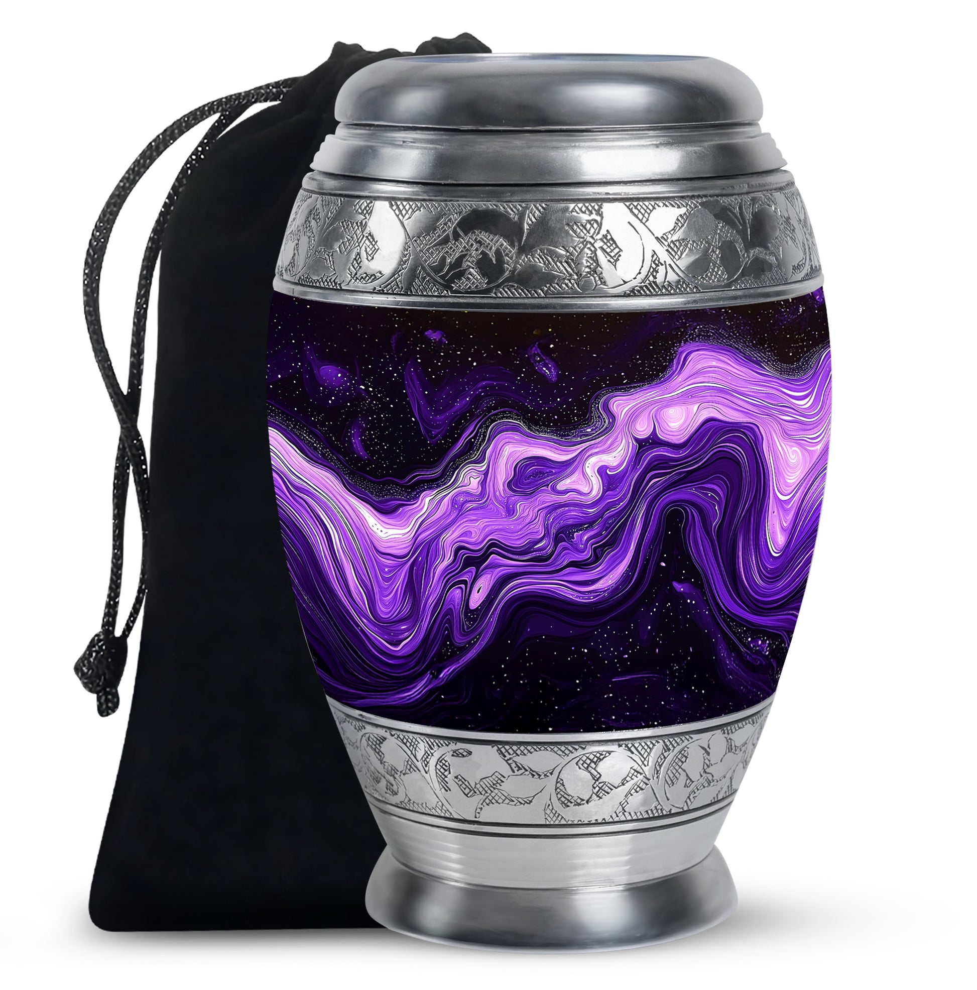 Premium Purple Swirl Cremation Urn - Beautiful Memorial Ashes Container