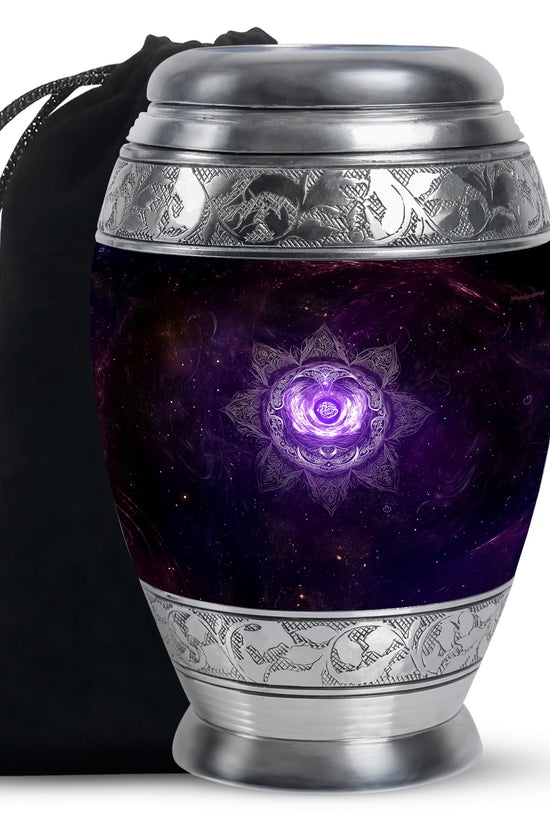 Decorative Purple Cosmic Urn – Mandala Design Urn for Human Ashes
