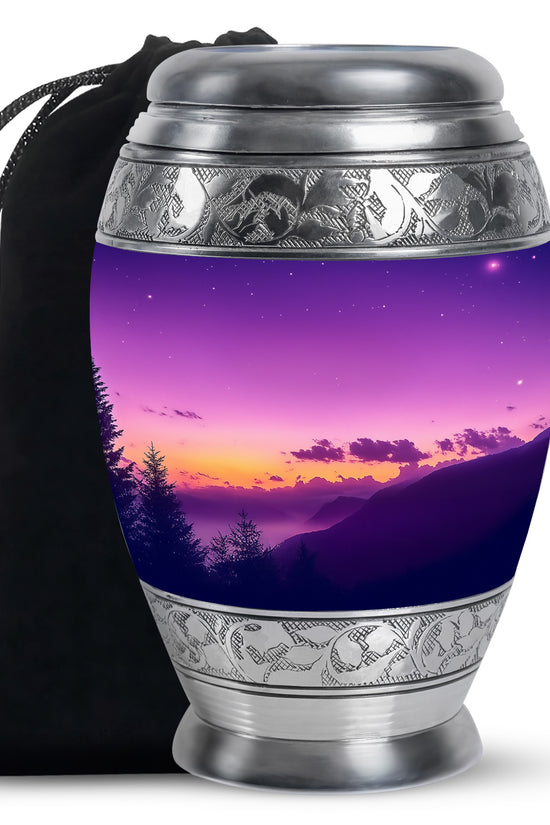 Premium Cremation Urn with Sunset Landscape – Unique Decor Urns